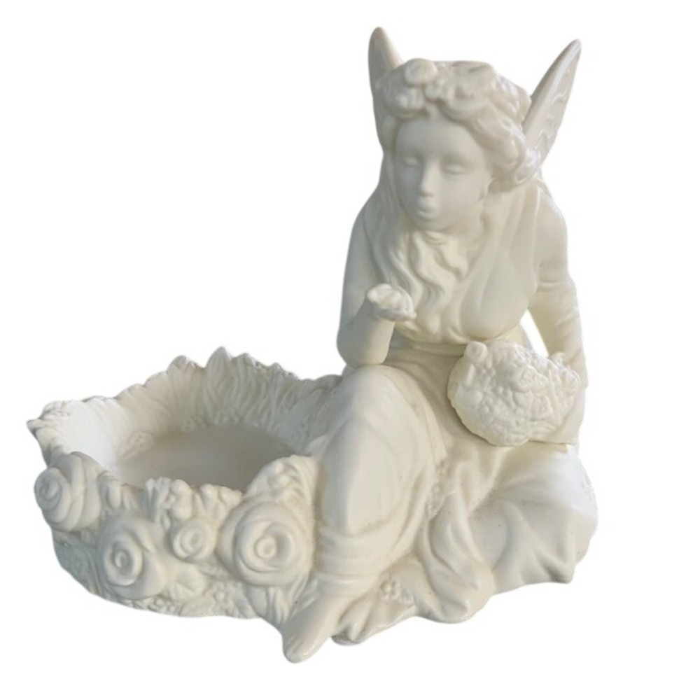 Vintage PartyLite Ariana's Garden Fairy Porcelain Candle Holder Set Bisque - Picture 2 of 16